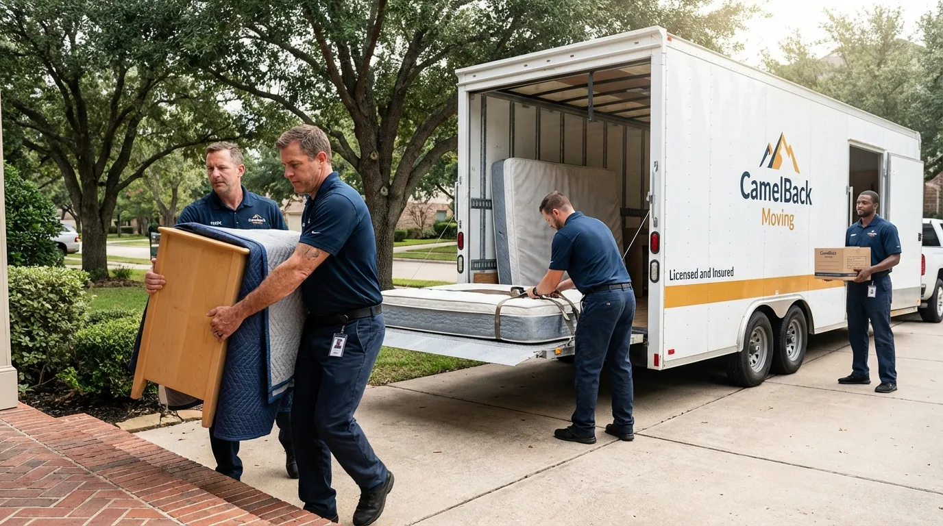 Crew loading residential truck for cross-state move from Fillmore, UT